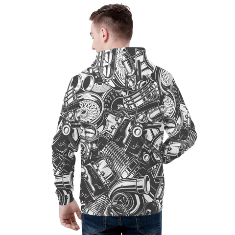 Mens Hoodie - Engine Parts - Mr.Shit