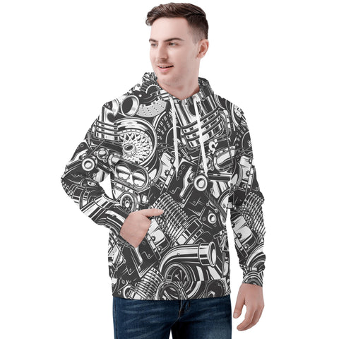 Mens Hoodie - Engine Parts - Mr.Shit