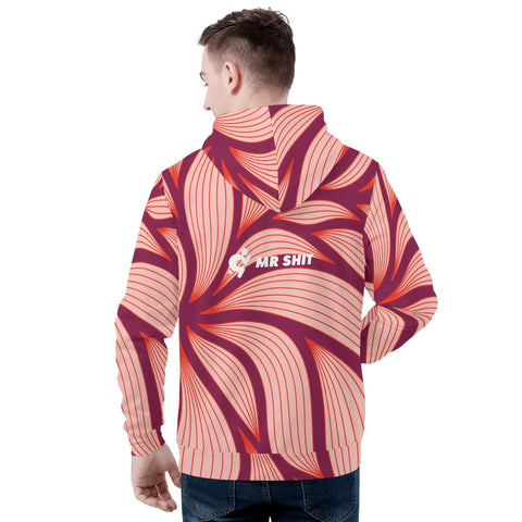 Mens Hoodie - Red Pattern - Mr.Shit