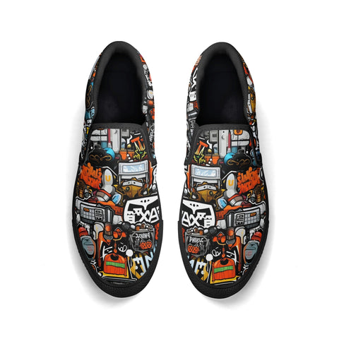 Mens Slip On Shoes - Graffiti - Mr.Shit