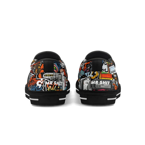 Mens Slip On Shoes - Graffiti - Mr.Shit