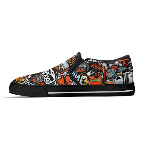 Mens Slip On Shoes - Graffiti - Mr.Shit