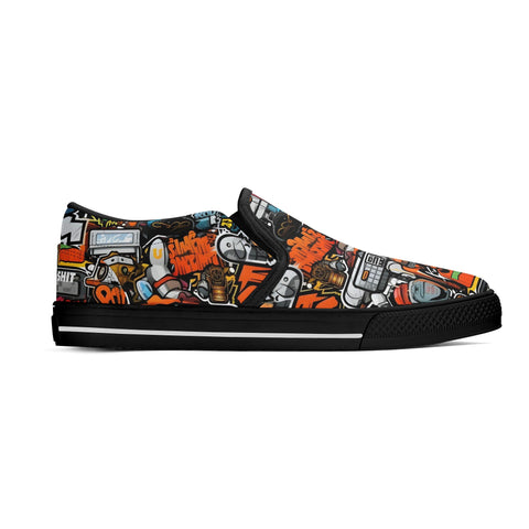 Mens Slip On Shoes - Graffiti - Mr.Shit