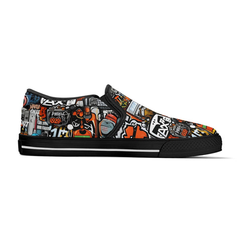 Mens Slip On Shoes - Graffiti - Mr.Shit