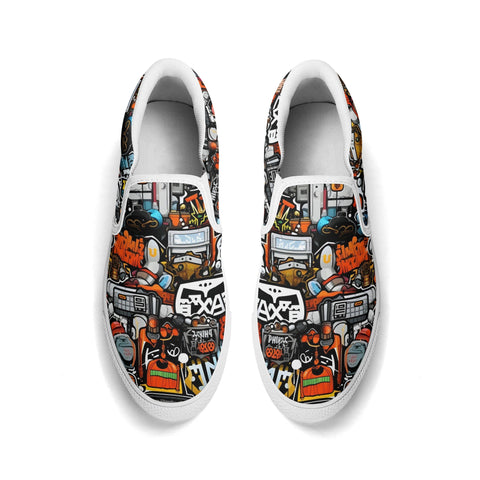 Mens Slip On Shoes - Graffiti - Mr.Shit