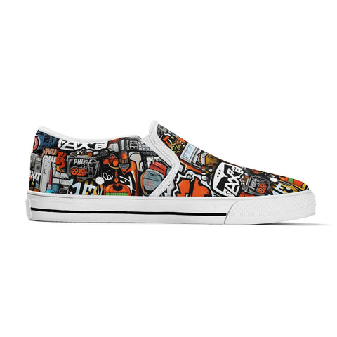 Mens Slip On Shoes - Graffiti - Mr.Shit