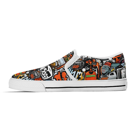 Mens Slip On Shoes - Graffiti - Mr.Shit