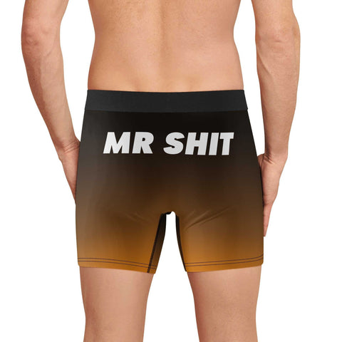 Mens Trunks Underwear - Black and Orange - Mr.Shit