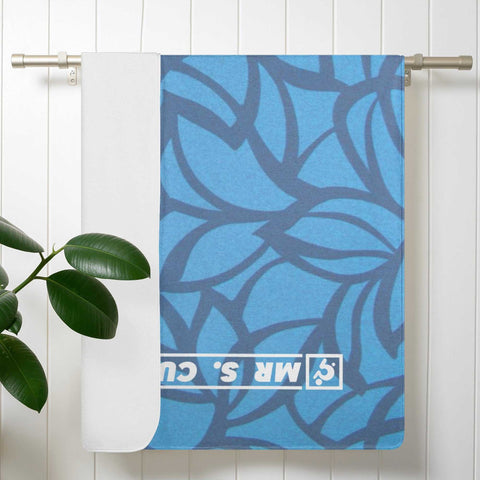 Mr S Customs - Bath / Beach Towel - Blue Floral - Mr.Shit