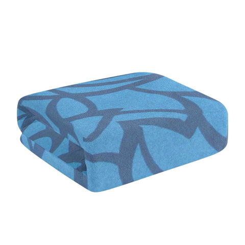 Mr S Customs - Bath / Beach Towel - Blue Floral - Mr.Shit