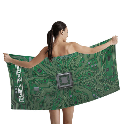 Mr.Shit Mr S Customs - Bath / Beach Towel - Computer Circuit All Towels $ 29.42