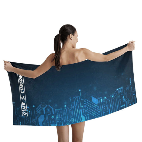 Mr.Shit Mr S Customs - Bath / Beach Towel - Computer Circuit All Towels $ 29.42