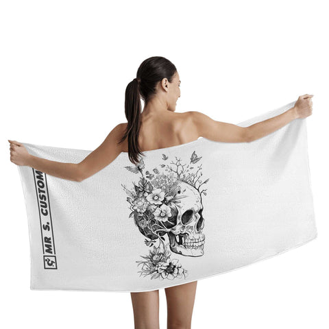 Mr.Shit Mr S Customs - Bath / Beach Towel - Floral Skull All Towels $ 29.42