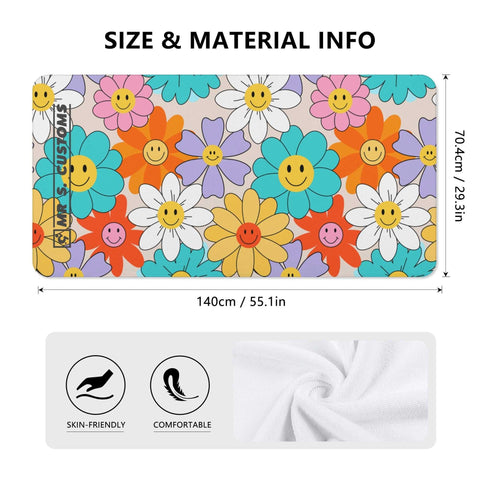 Mr S Customs - Bath / Beach Towel - Flower Power - Mr.Shit