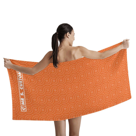 Mr.Shit Mr S Customs - Bath / Beach Towel - Orange Pattern 2 All Towels $ 29.42