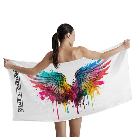 Mr.Shit Mr S Customs - Bath / Beach Towel - Rainbow Angel Wings All Towels $ 29.42