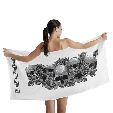 Mr.Shit Mr S Customs - Bath / Beach Towel - Skulls and Roses All Towels $ 29.42