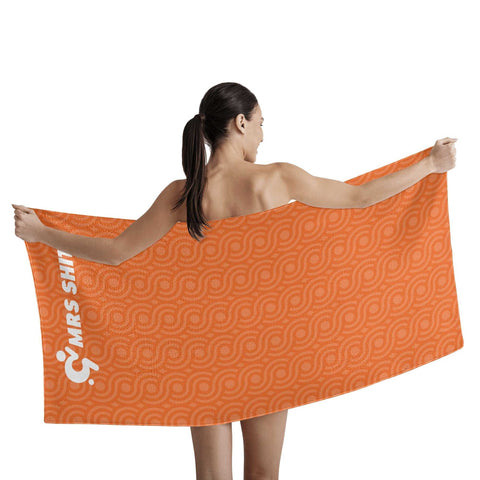 Mr.Shit Mrs Shit - Bath / Beach Towel - Orange Pattern 2 All Towels $ 29.42